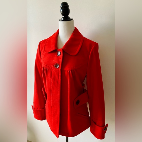 Style & Co Red Orange Wool Blend Coat - Picture 2 of 11